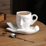 Abstract Ceramic Coffee Cup and Saucer Set – Artistic Gift Drinkware