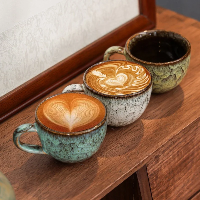 250ml Retro Ceramic Coffee Mug for Latte, Cappuccino & Tea