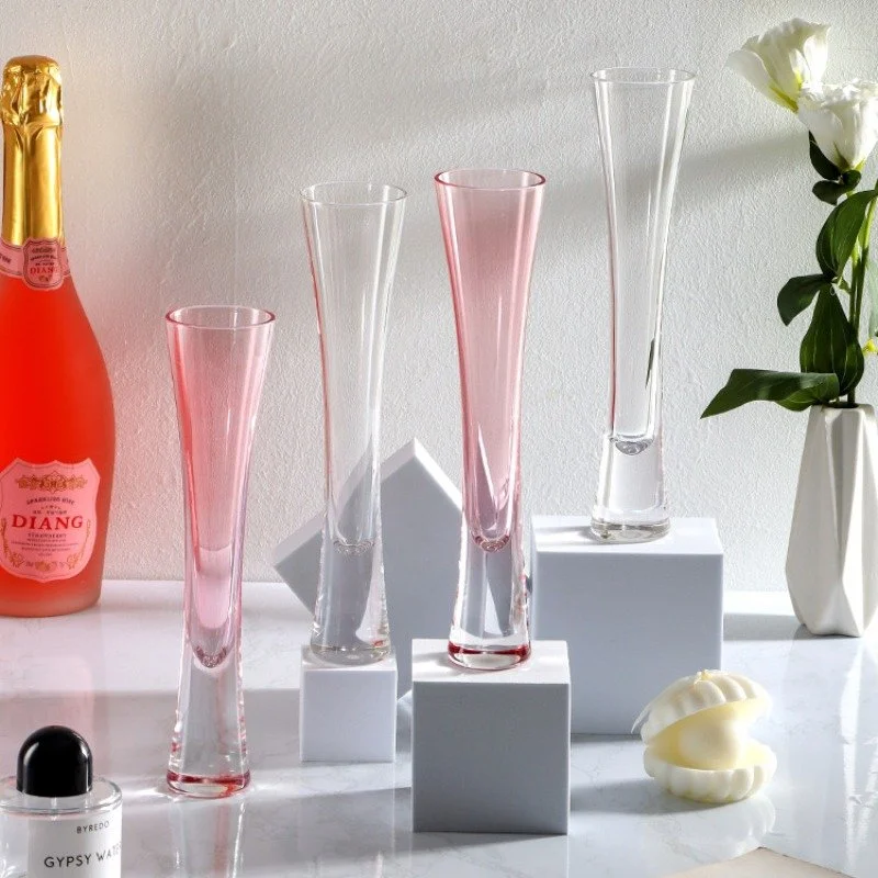 Elegant Pink Slim Crystal Wine & Champagne Glass