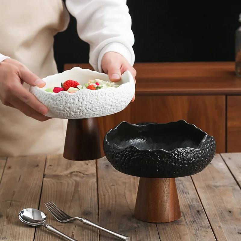 Stone Grain Ceramic Irregular Goblet Bowl