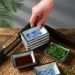 Japanese Ceramic Rectangular Sauce Dish – Wave Pattern Premium Tableware
