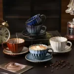 Creative Retro Handmade Ceramic Coffee Cup & Saucer Set – Nordic Style