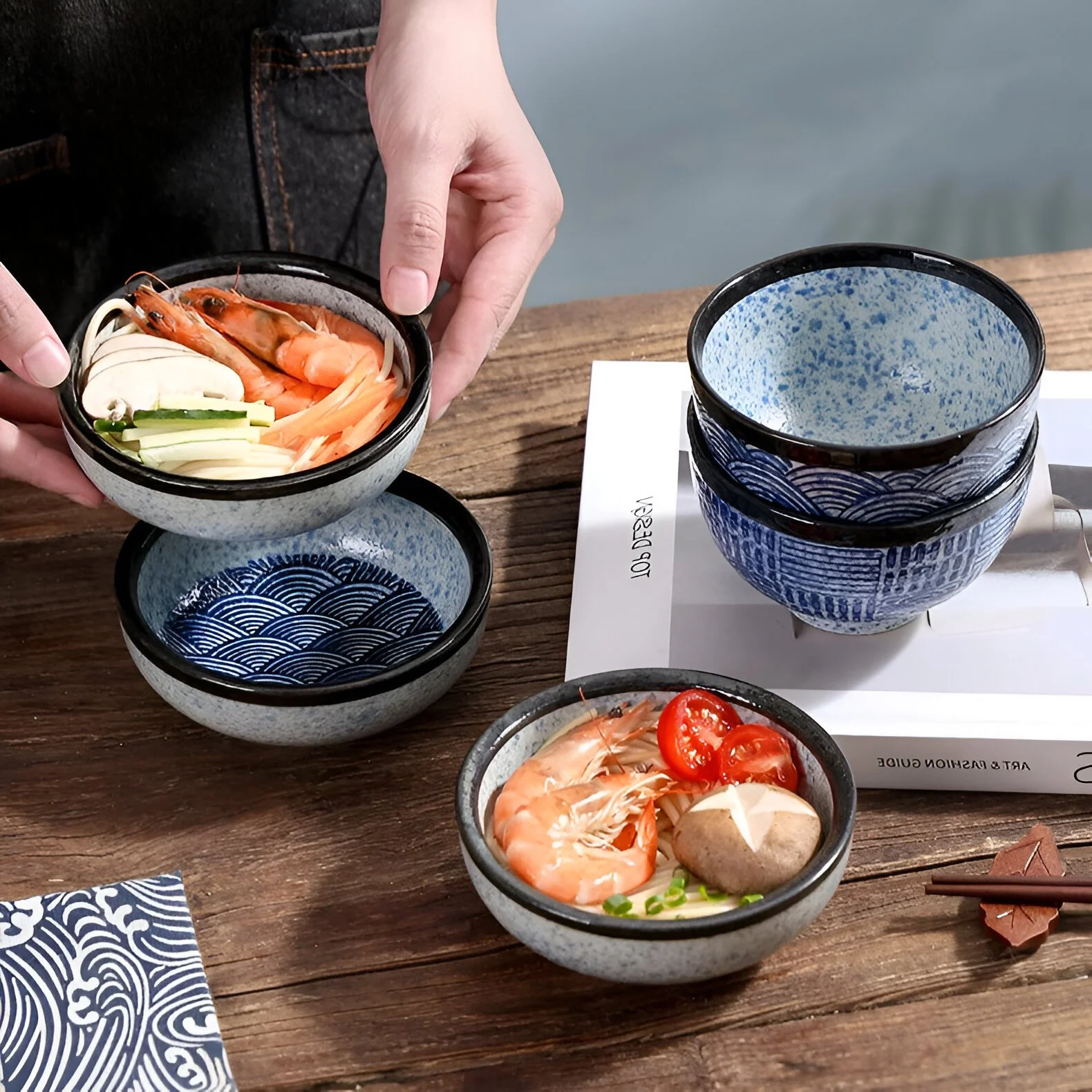 Japanese Ceramic Ripple Bowl