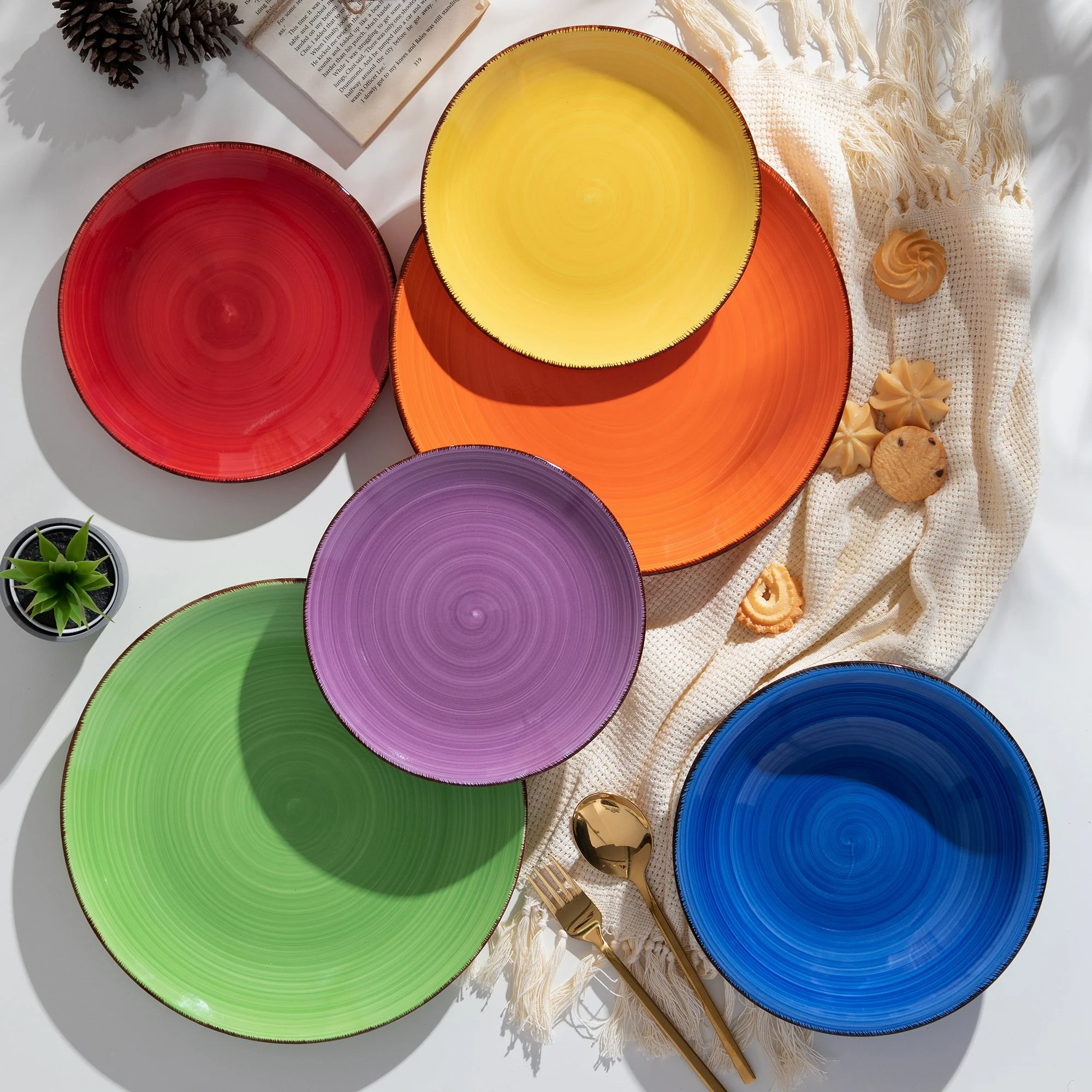 Colorful 18-Piece Earthenware Dinnerware Set for 12 – Modern Floral Design