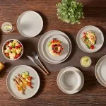 Light Grey Reactive Glaze Stoneware Dinnerware Set – 16 Piece