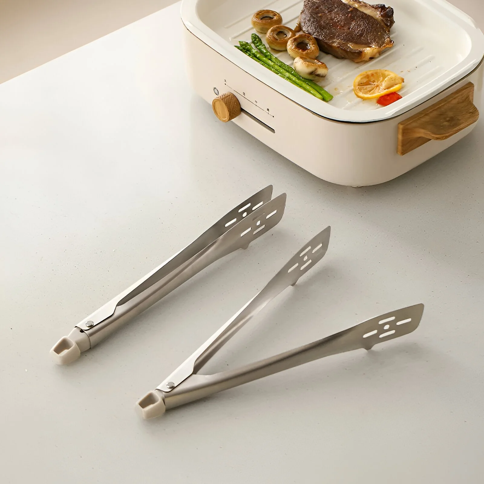 Premium 430 Stainless Steel Barbecue & Kitchen Food Tongs