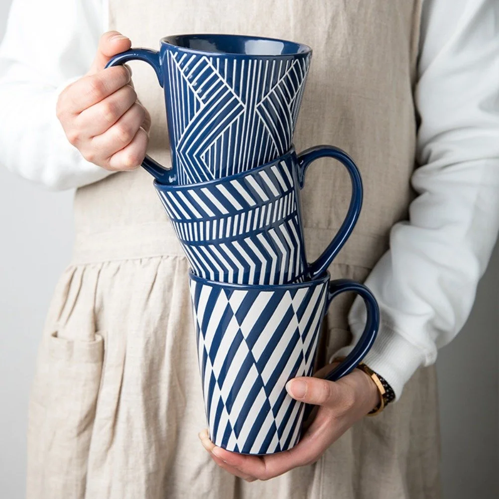 Creative Ceramic Large Coffee Mug 450ml – Stylish Couple’s Milk Cup
