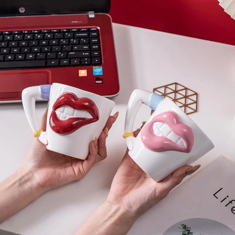 300ML Red Lip Ceramic Coffee Mug