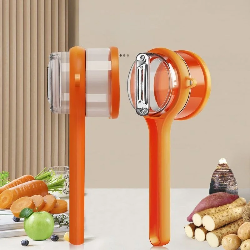 2-in-1 Vegetable Peeler with Built-In Peel Storage Bucket