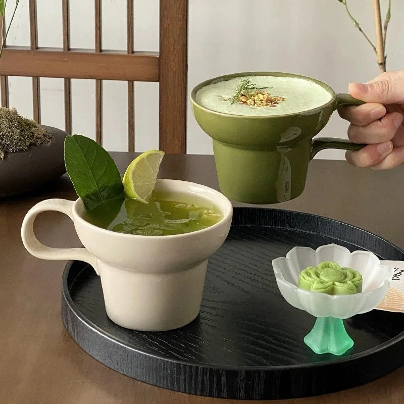 Modern Irregular Ceramic Coffee Mug with Artistic Handle
