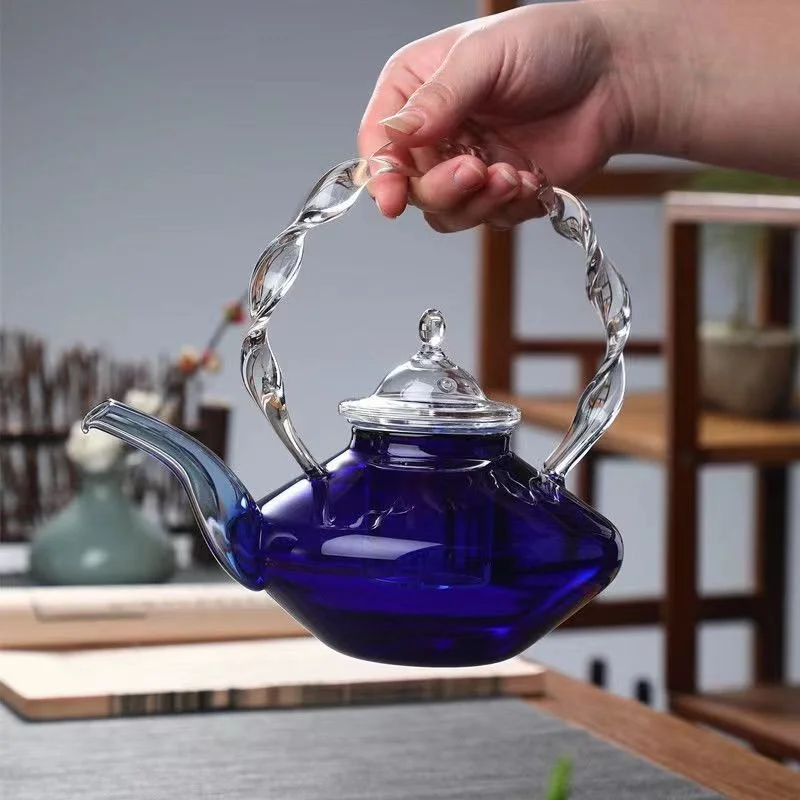 Klein Blue Heat-Resistant Glass Brewing Teapot for Home