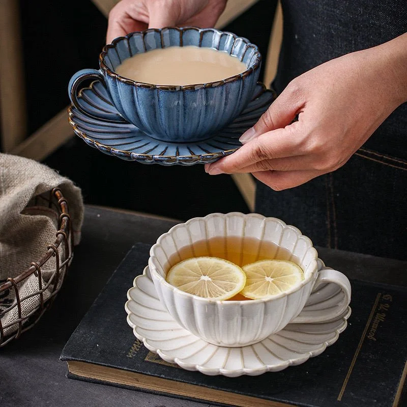 Elegant 220ML Ceramic Coffee & Tea Cup with Saucer Set