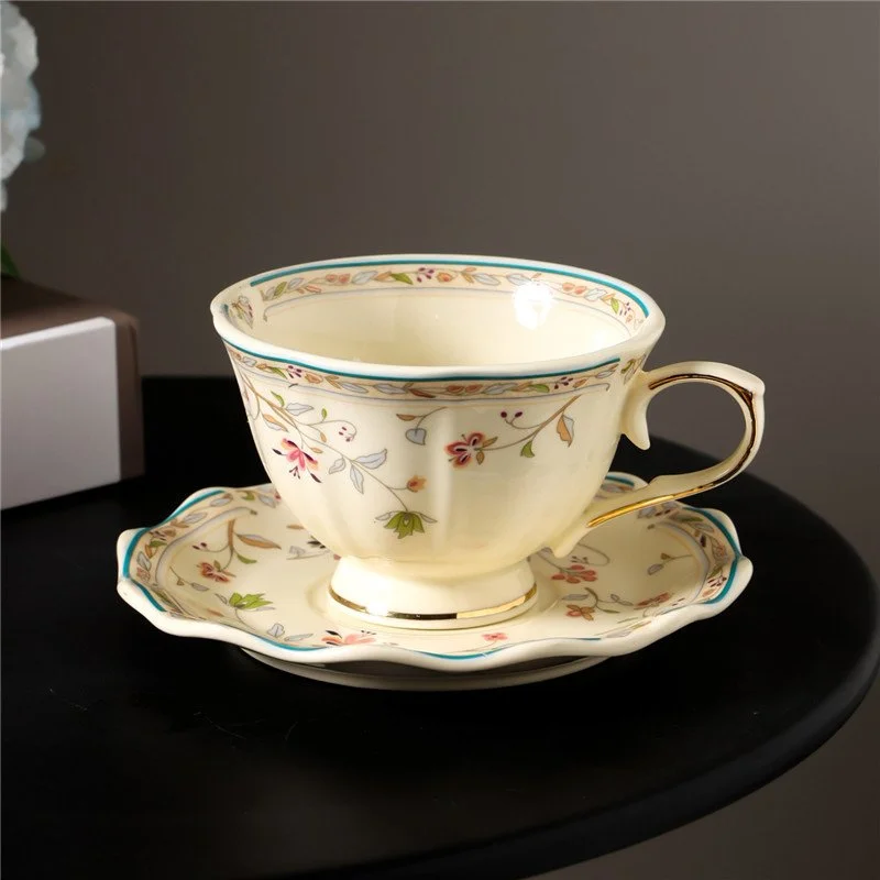 250ml European Afternoon Tea Cup & Saucer – Elegant Ceramic Drinkware