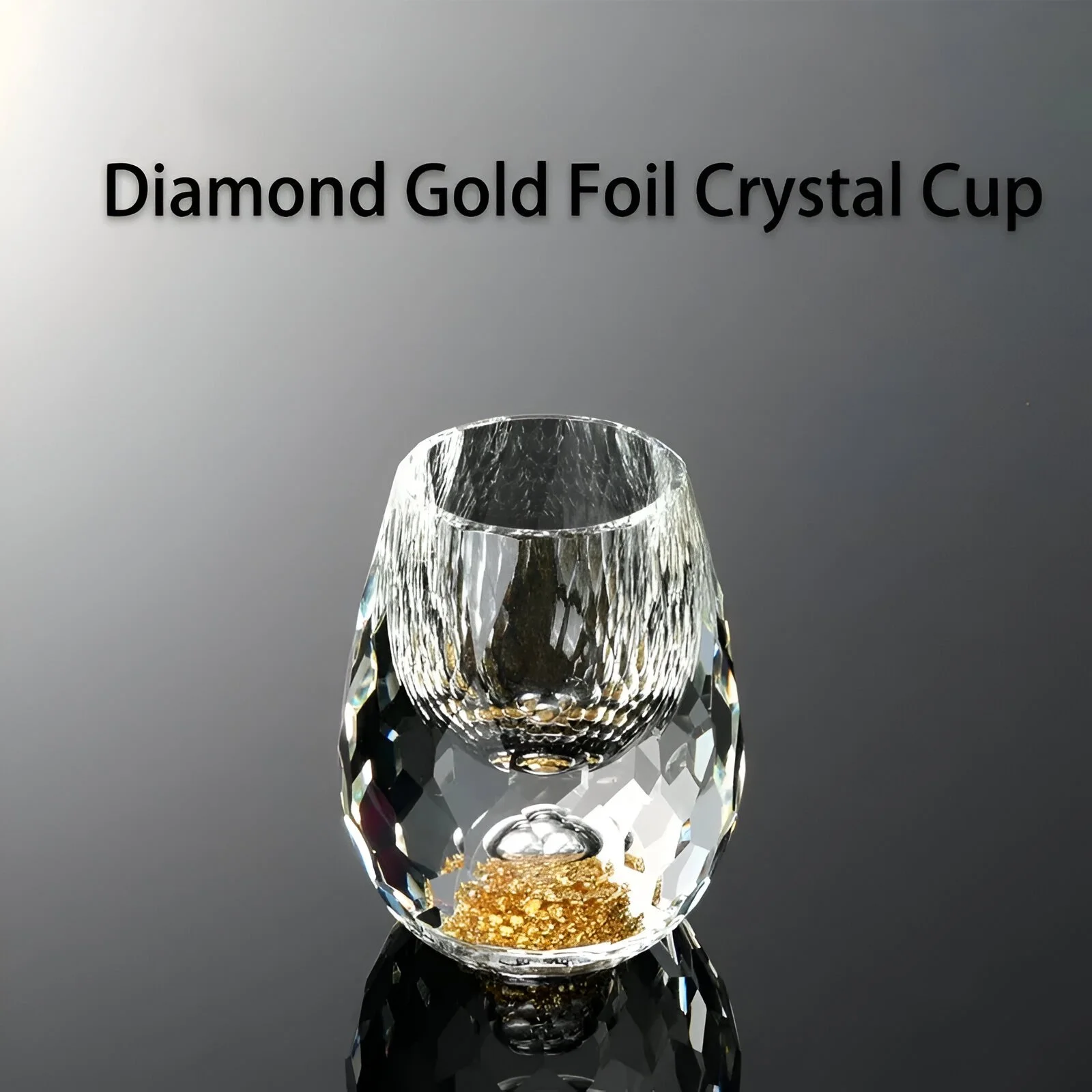 Luxury Gold Foil Crystal Shot Glass Set – 15ml Diamond Cut Design