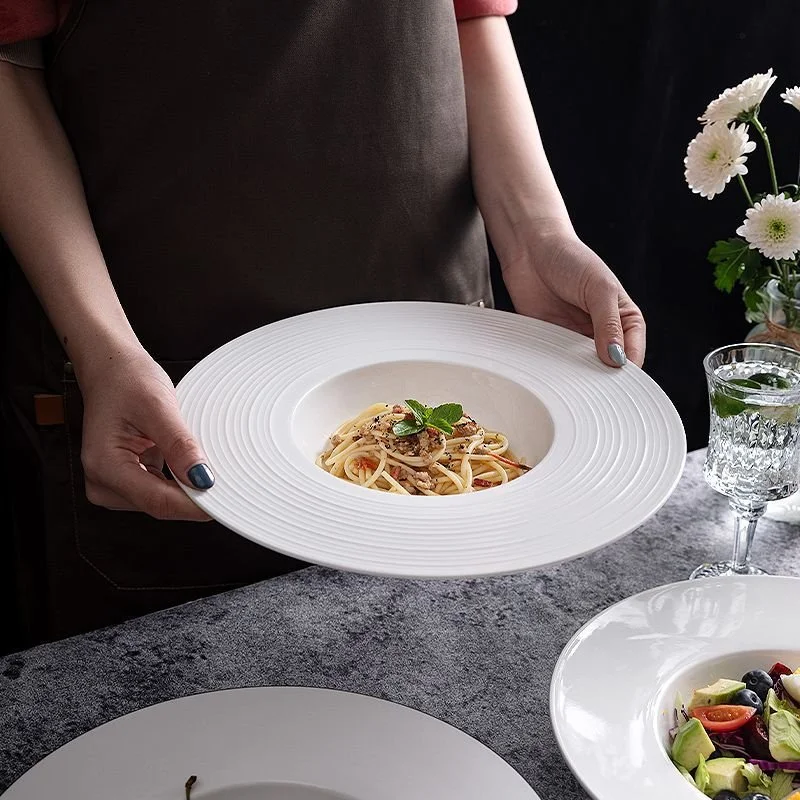 Elegant White Ceramic Pasta & Soup Plate