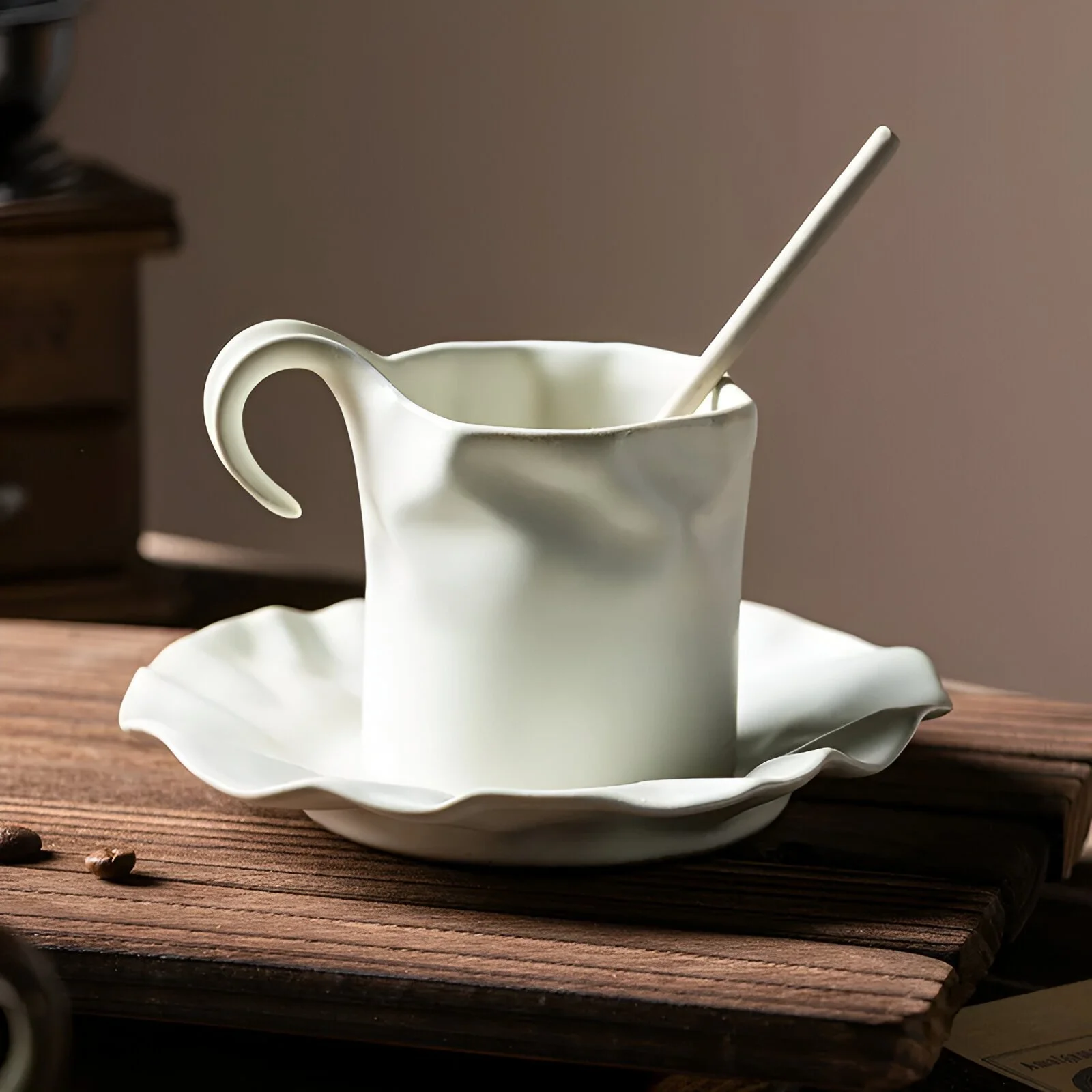 Retro Stoneware Origami Coffee Mug Set for Couples