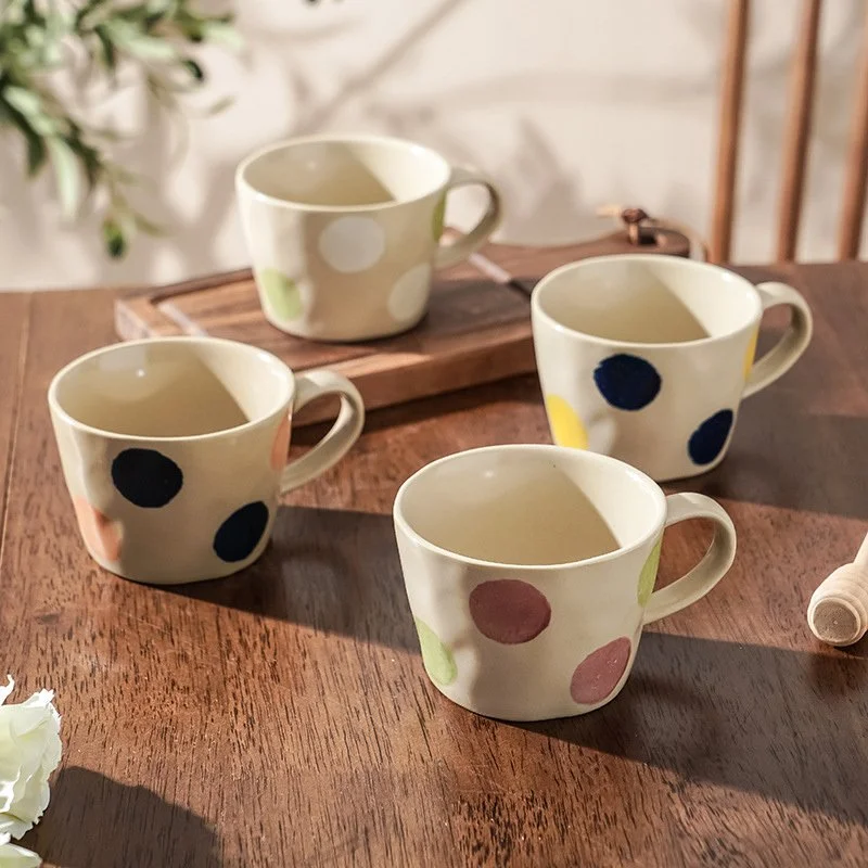 Hand-Painted Colorful Dot Ceramic Mug
