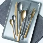 Elegant Silver & Gold Vintage Stainless Steel Flatware Set – 4pcs