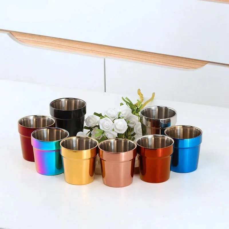 4Pcs Double Wall Stainless Steel Cups - Creative Beer, Tea, Coffee Mugs for Party & Kids