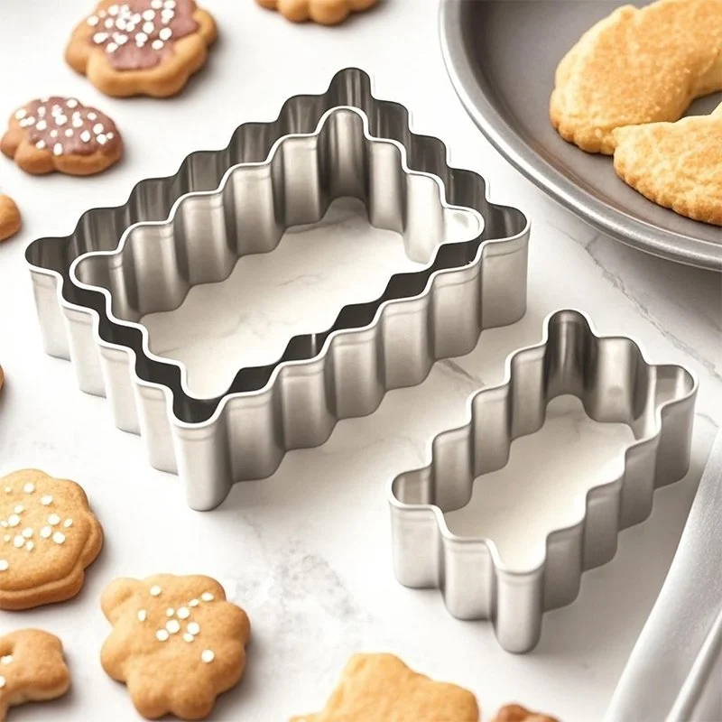 6-Piece Stainless Steel Cookie Cutter Set with Wave Edges