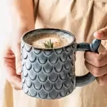 Mermaid Tail Ceramic Mug with Gold Handle – Large 17 oz Cute Coffee Cup