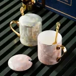 Luxury Marble Stripe Bone China Coffee Mug – 13.5 oz Elegant Tea Cup