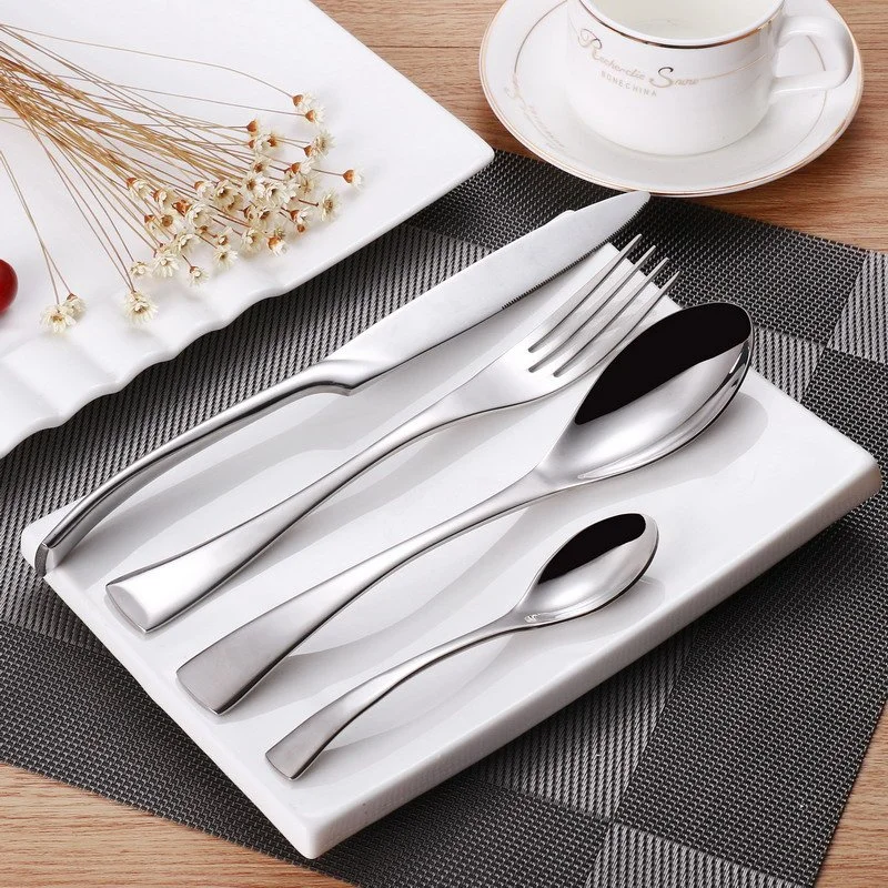 Luxury Mirror Stainless Steel Cutlery Set – Black Gold Silver, 4-Piece