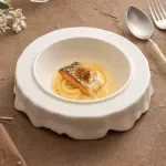 Pure White Irregular Porcelain Cloud Plate – Modern Deep Dinner Plate