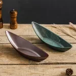 Japanese Style Ceramic Boat Serving Plate for Sashimi & Desserts