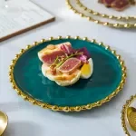 Golden Pearl Round Ceramic Dessert & Pasta Plate