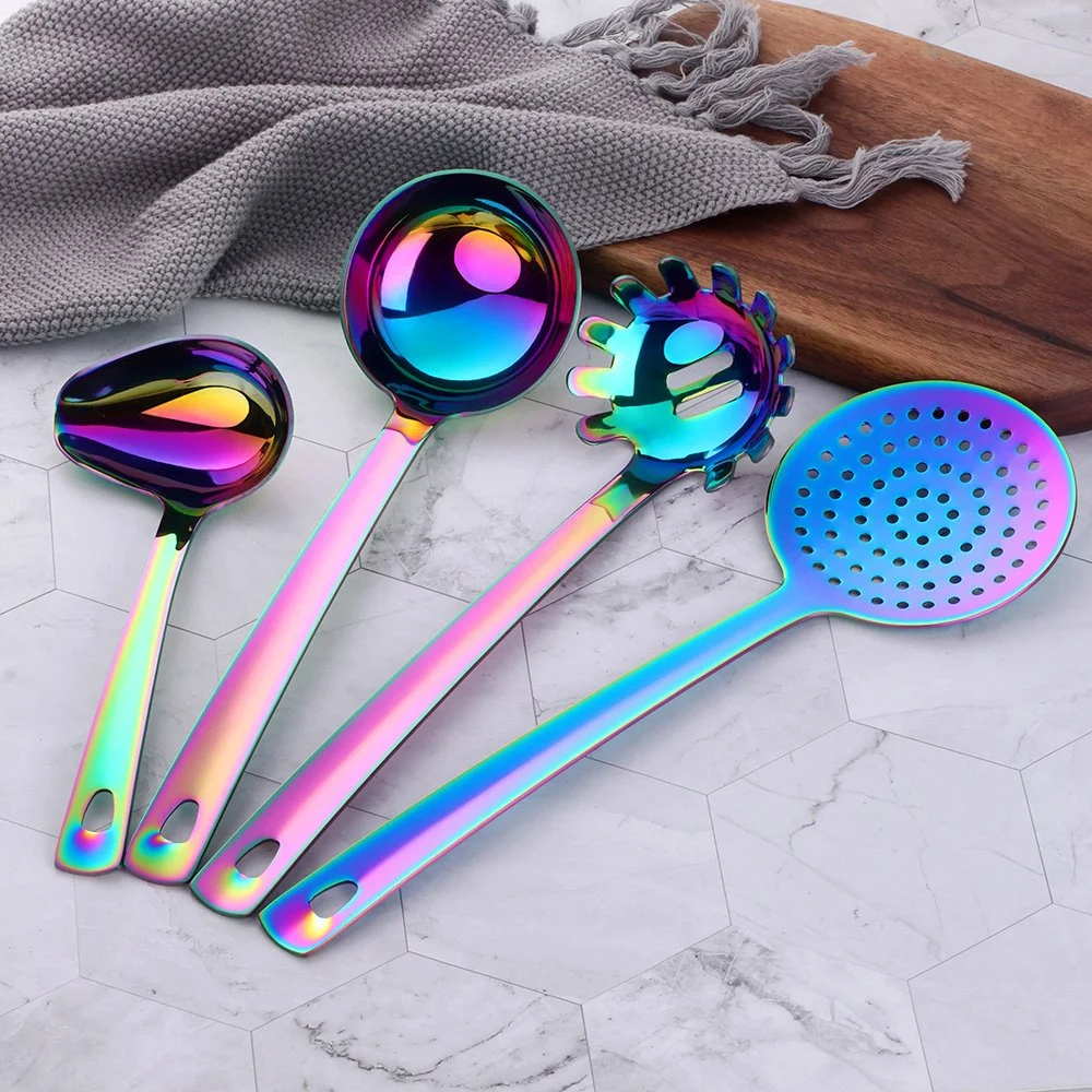 Rainbow Stainless Steel Nonstick Cooking Utensil with Hanging Loop