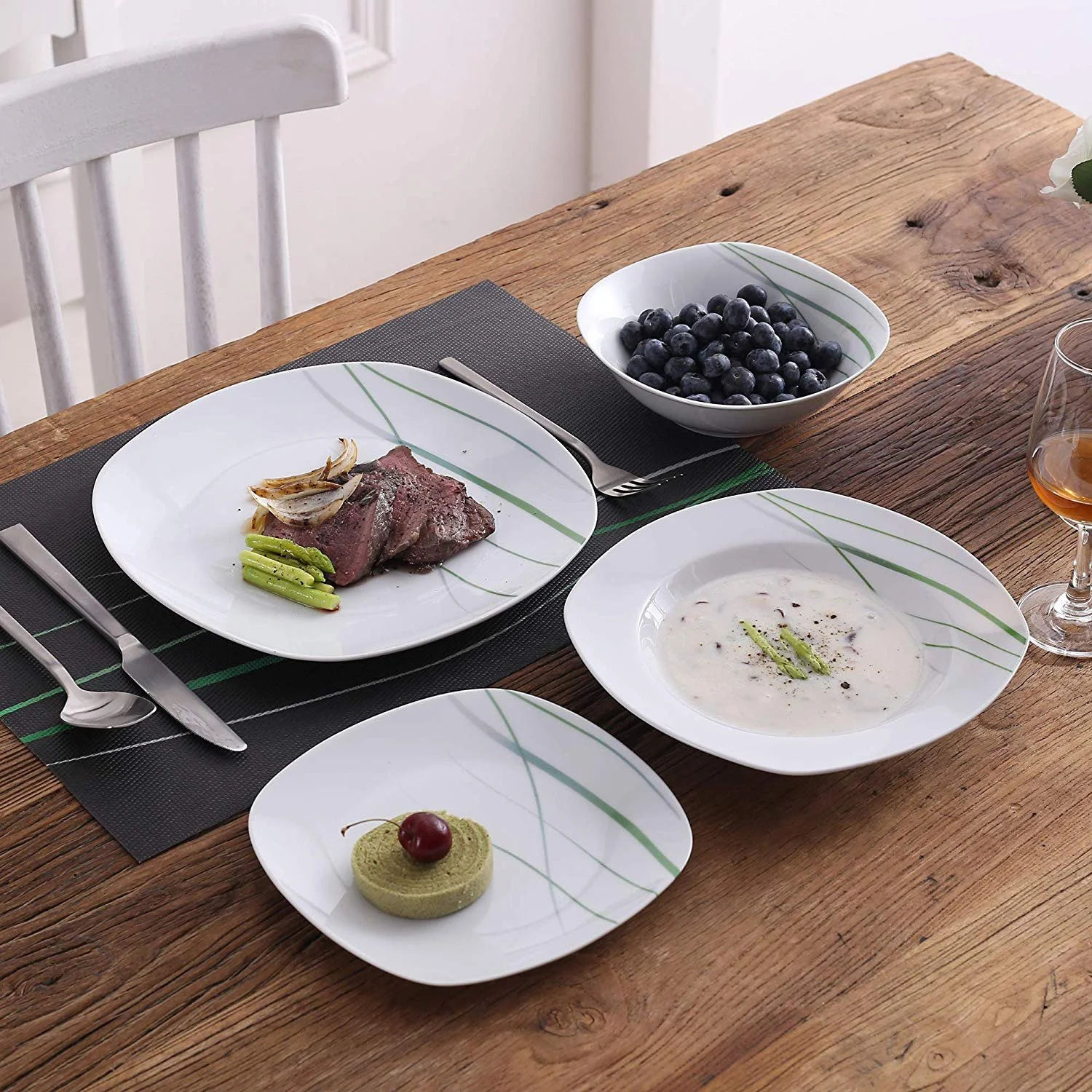 24-Piece Ivory White Porcelain Dinnerware Set with Plates & Bowls