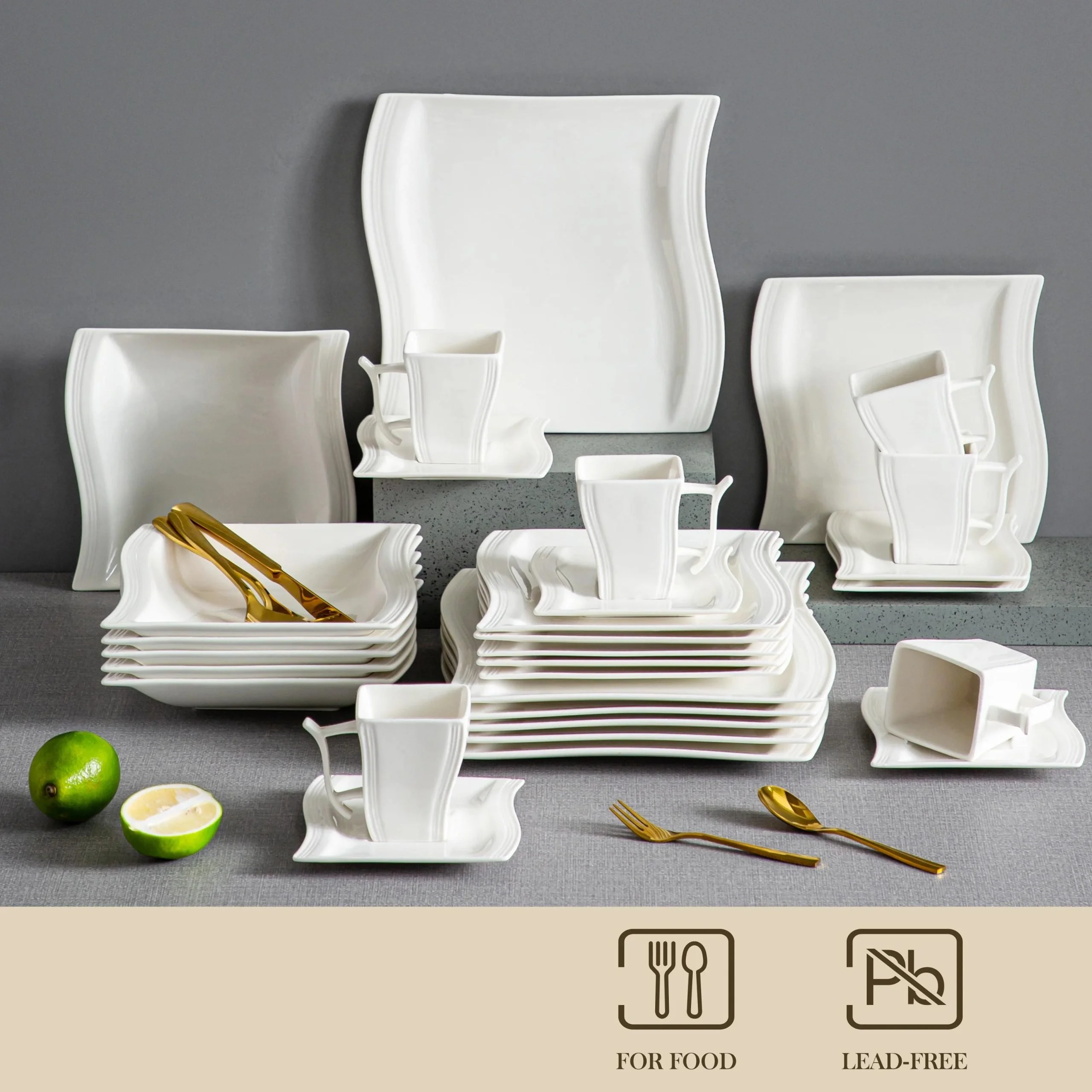 Elegant White Porcelain Dinnerware Set