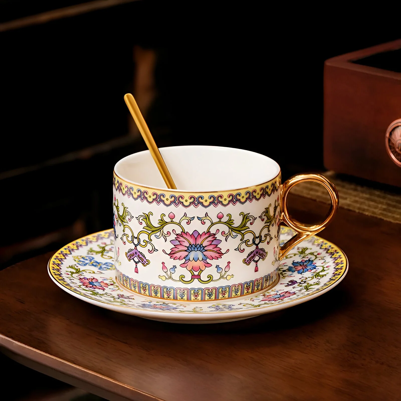 Elegant European Porcelain Coffee Cup & Saucer Set