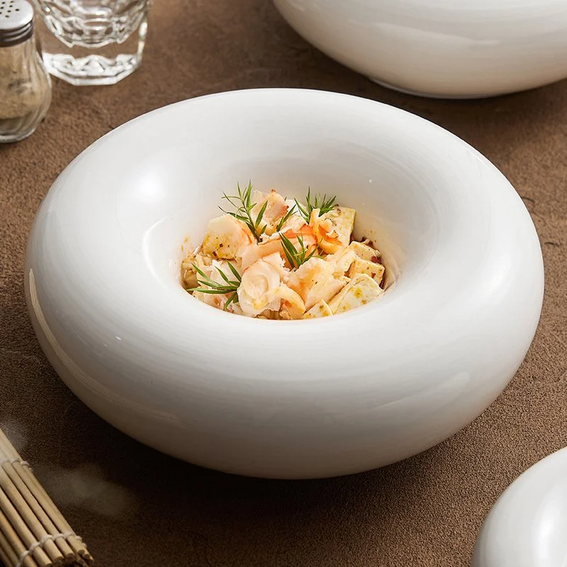 Elegant White Ceramic Heated Buffet Platter for Hotels & Restaurants