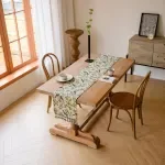 Nordic Red Jacquard Table Runner with Tassels