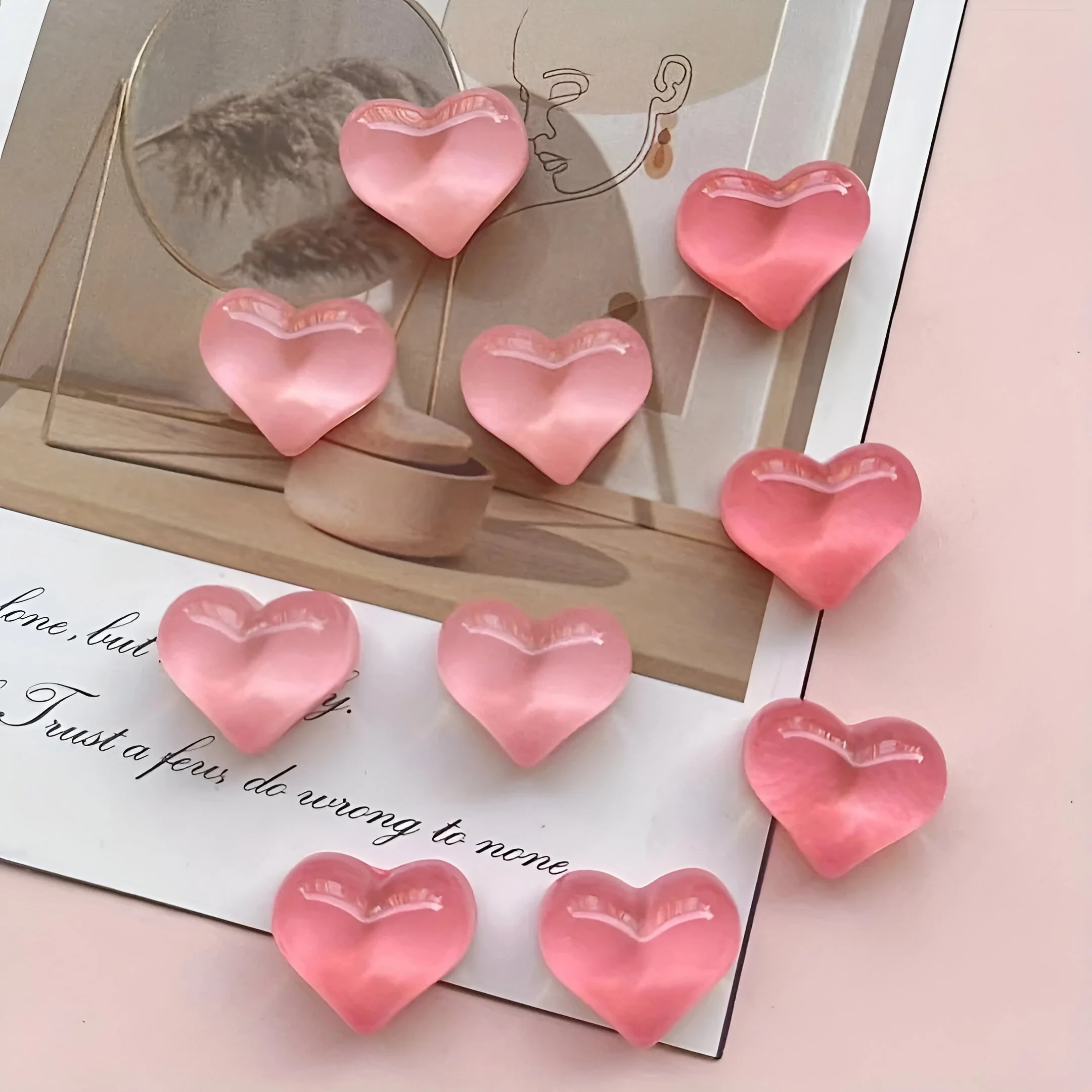 Heart-Shaped Resin Fridge Magnets Set