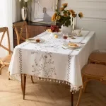 Luxury French Embroidered Rectangular Tablecloth for Coffee & Dining Tables