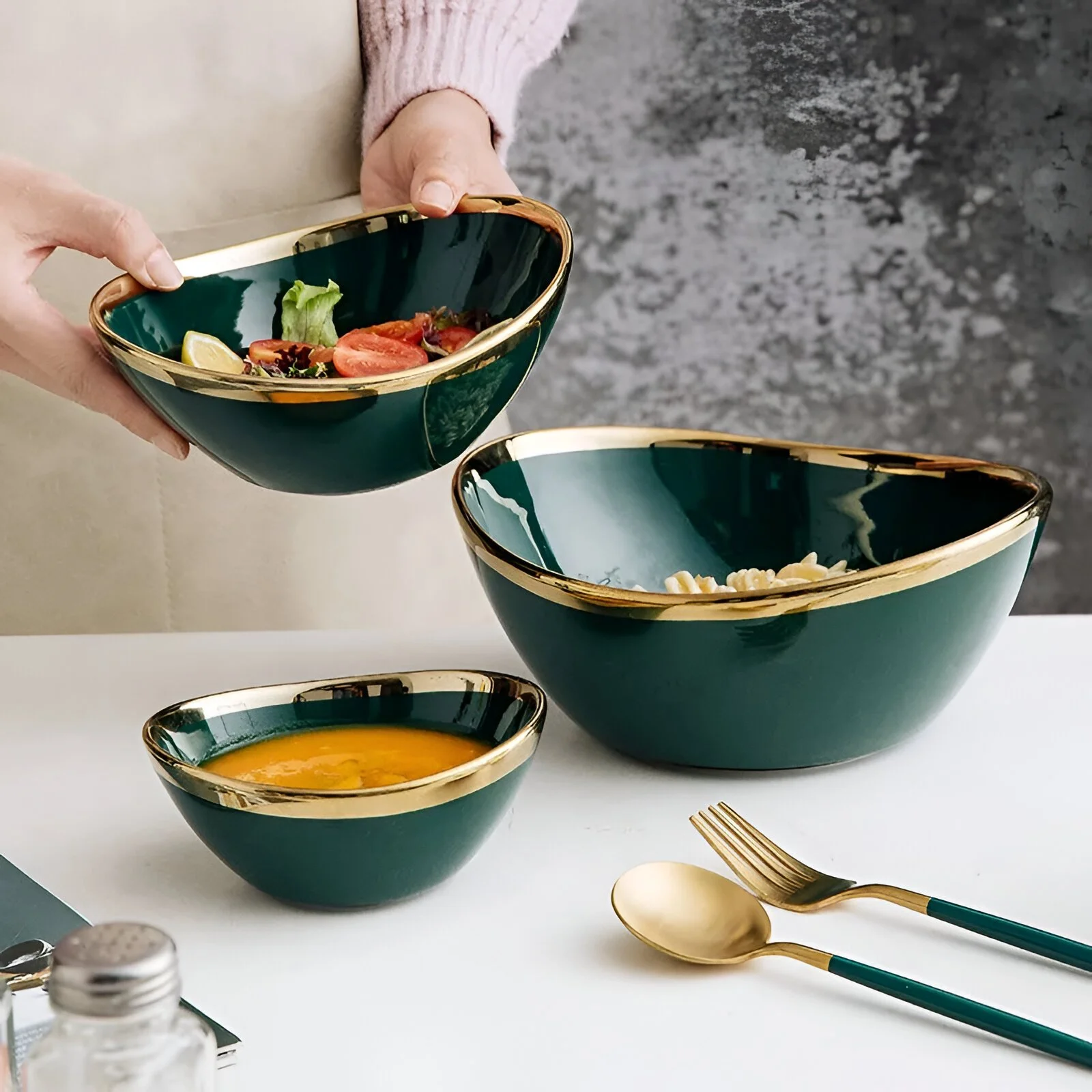 Nordic Ceramic Serving Bowls for Salad, Soup, Dessert and Noodles