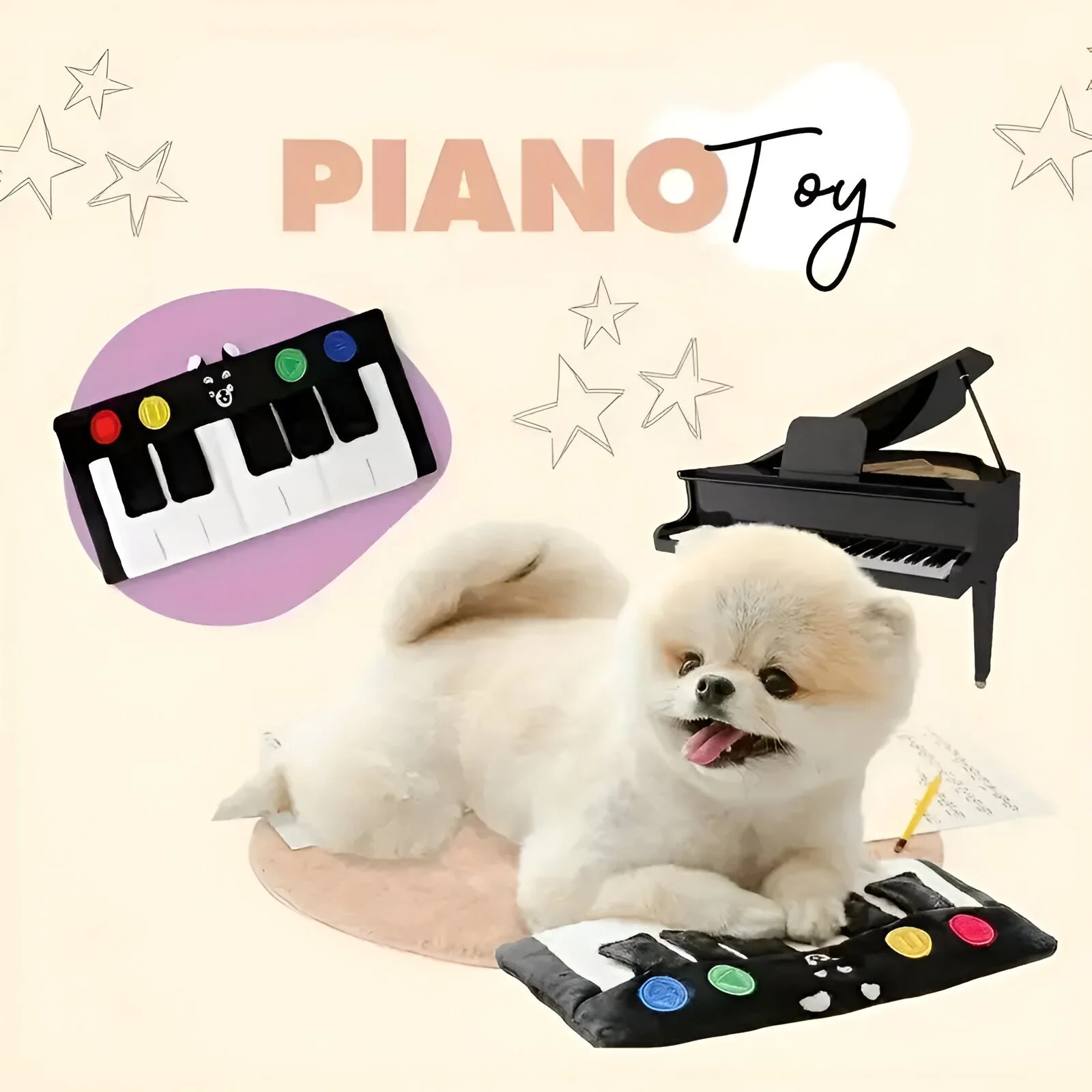 Interactive Cartoon Piano Squeak Toy for Dogs