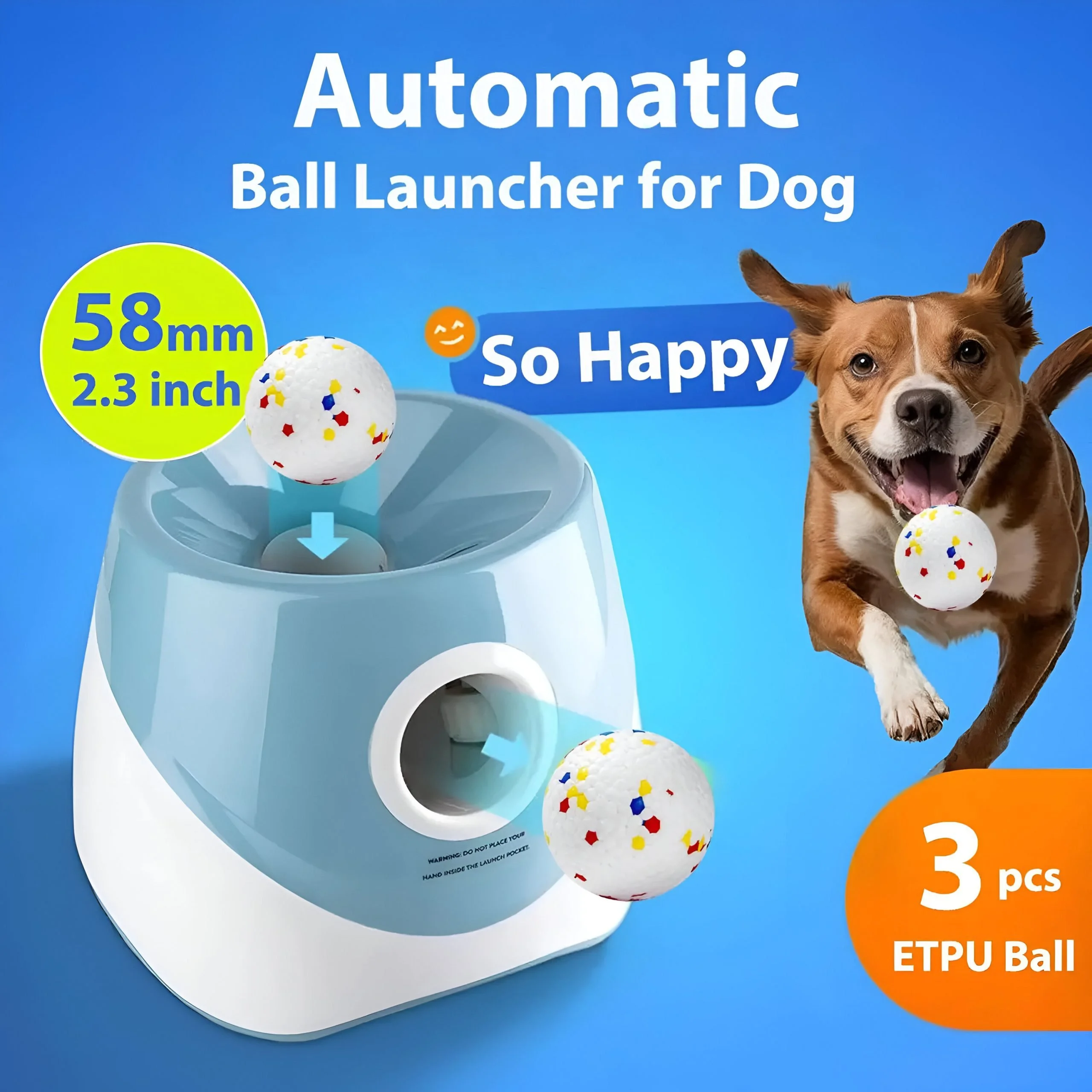 Automatic Dog Ball Launcher with Adjustable Distance & Rechargeable Battery