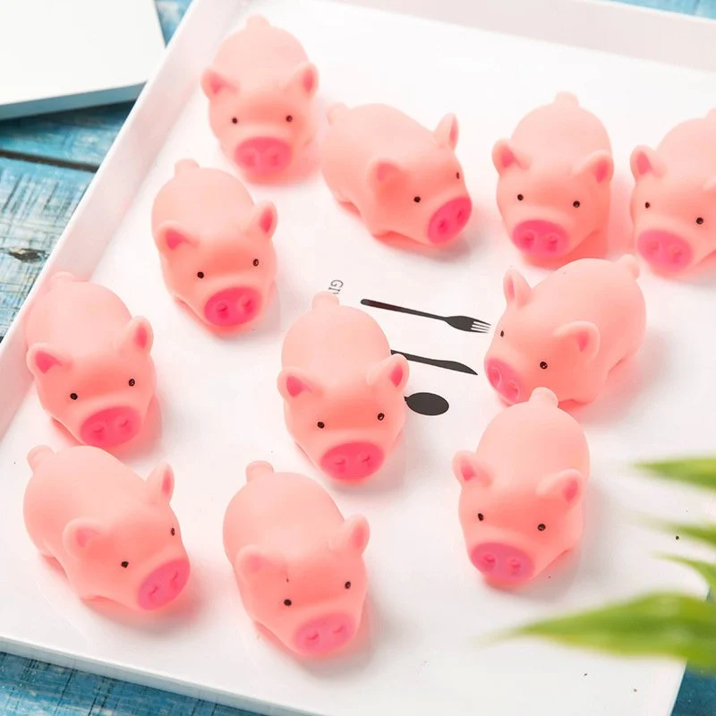 10pcs Squeaky Pink Pig Rubber Toys for Dogs & Cats – Soft, Funny Chew Set