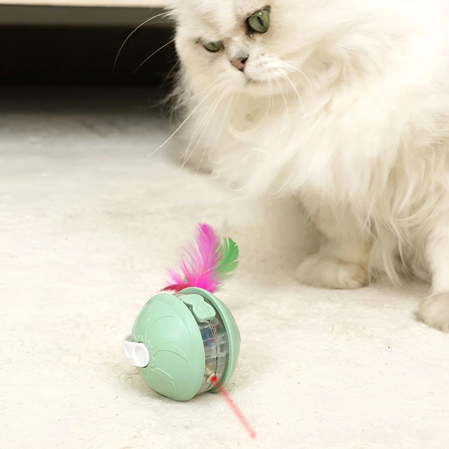 Smart Interactive Cat Toy Ball with Laser, Voice Alert & Rechargeable Battery