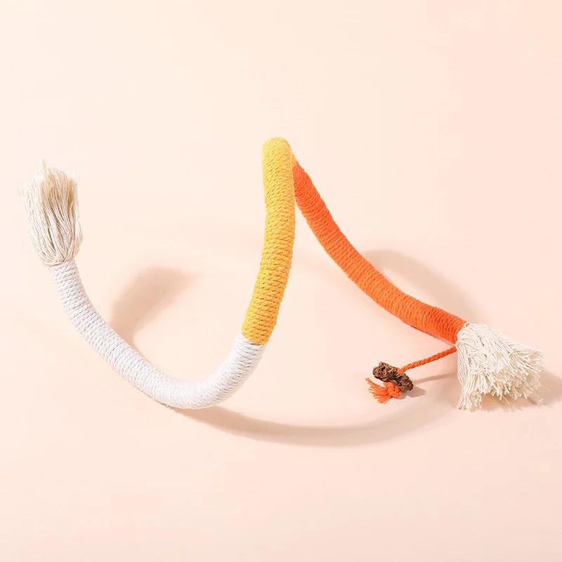 Interactive Cat Chew Rope Toy for Teeth Cleaning and Molar Health with Cotton Linen