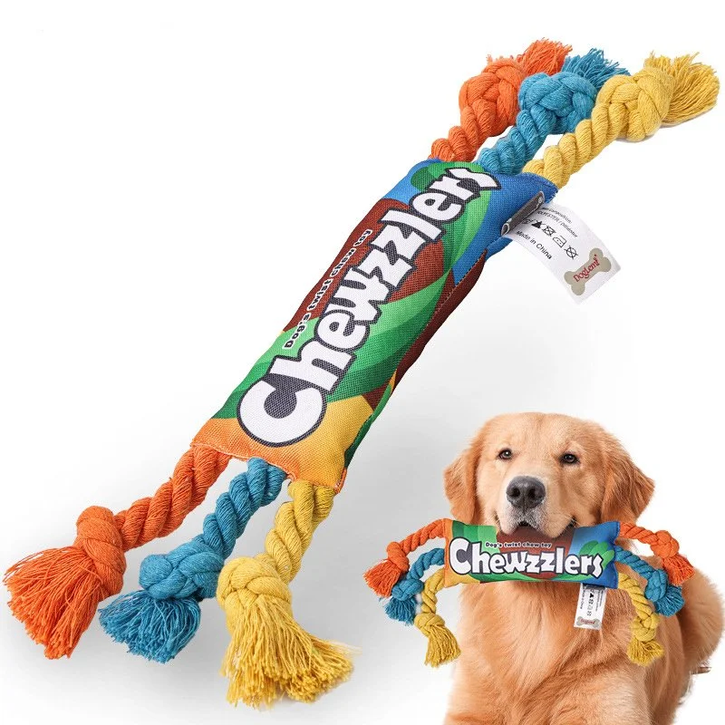 Durable Braided Dog Chew Rope Toy for Puppies – Colorful Cotton Knot Bone