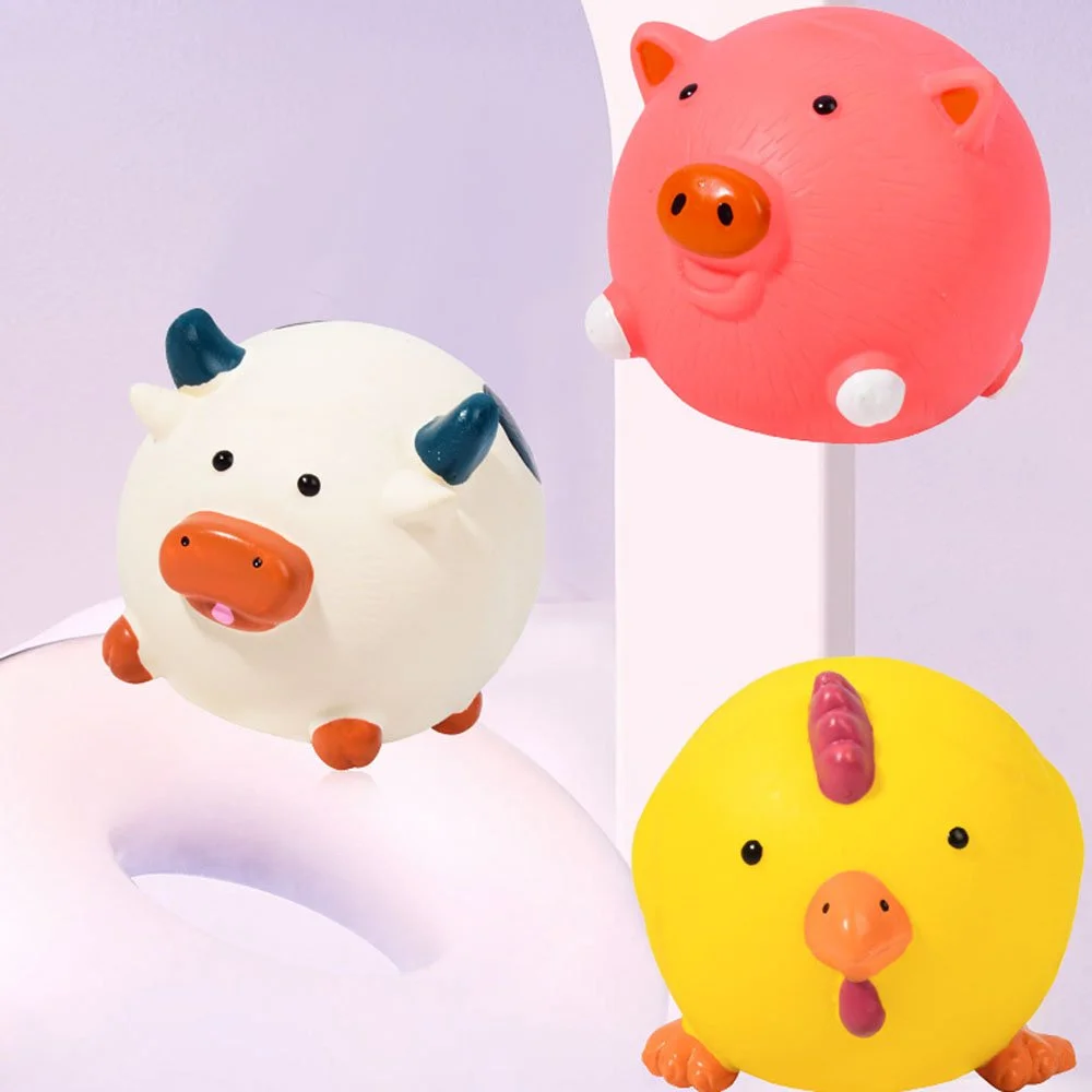 Durable Squeaky Pet Chew Toys - Pig & Chicken Head Shapes for Dogs