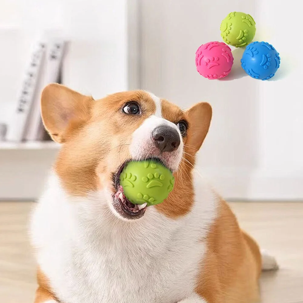 Durable Paw Print Dog Chew Ball