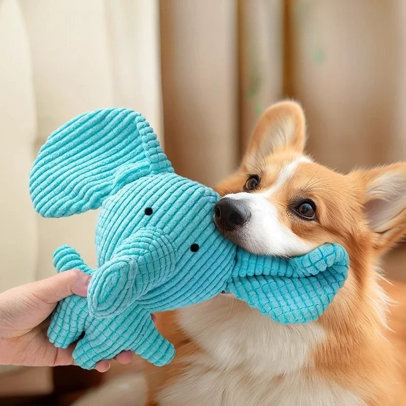 Plush Squeaky Elephant Dog Toy for Puppies & Dogs - Chew & Teeth Cleaner