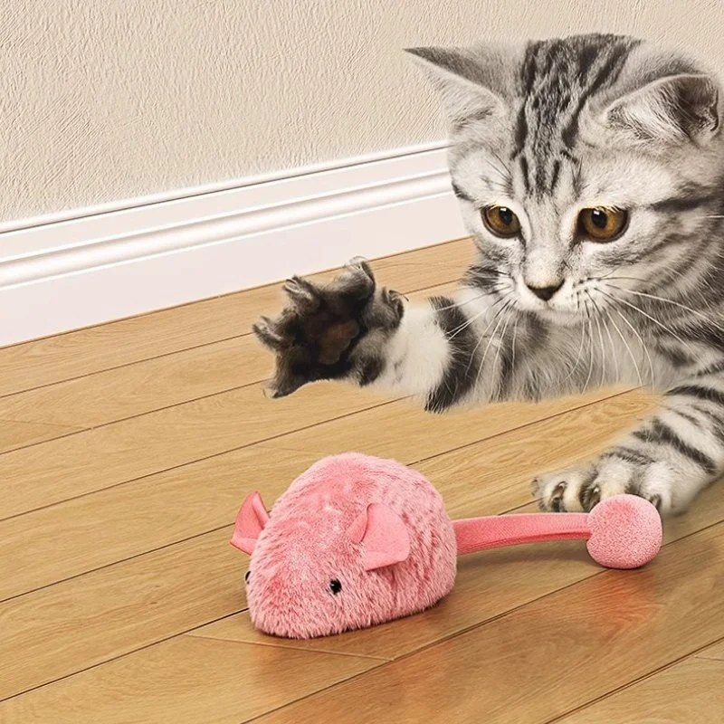 Interactive Plush Mouse Cat Toy with Glow & Sound - Indoor Chew & Play