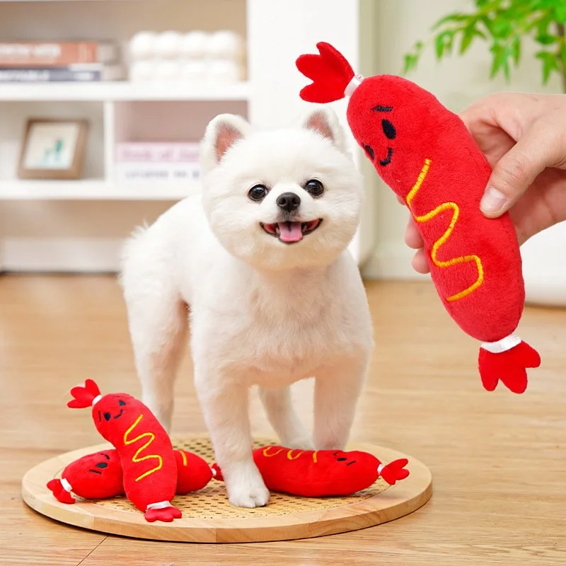 Interactive Plush Dog Chew Toy with Squeak Sound and Teeth Cleaning